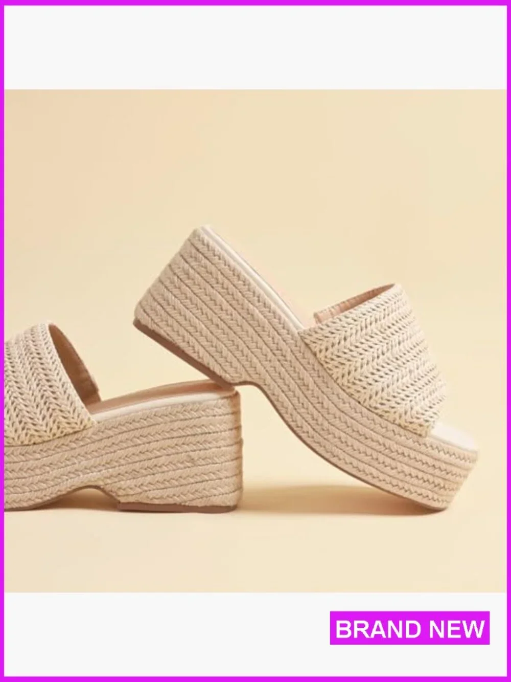 Platform Slip On Espadrille Sandals Woven Jute Bohemian Summer Wedding